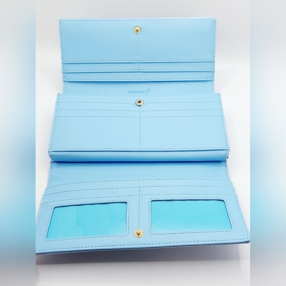 Blue RFID Blocking Large Capacity Wallet Clutch Credit Card Holder‎ - Picture 5 of 7